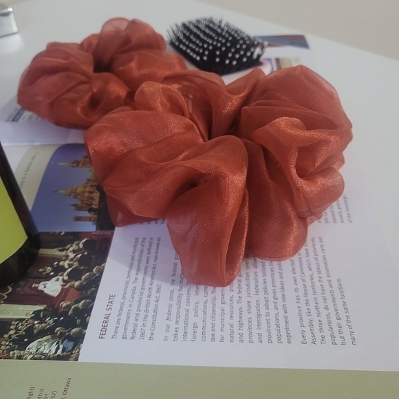 TRENDY Oversized and small burnt Orange color organza Scrunchie Hair Accessory - Picture 5 of 5